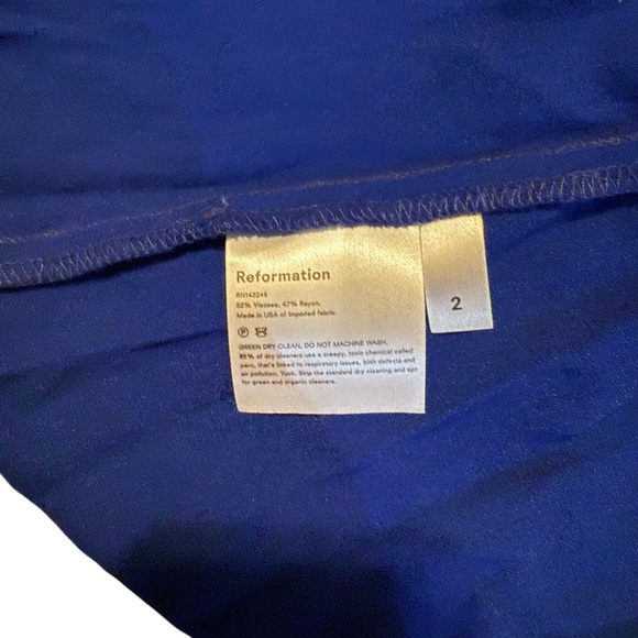 Reformation Crimini Royal Blue Front Slit Midi Slip Dress Size 2 - Picture 6 of 6